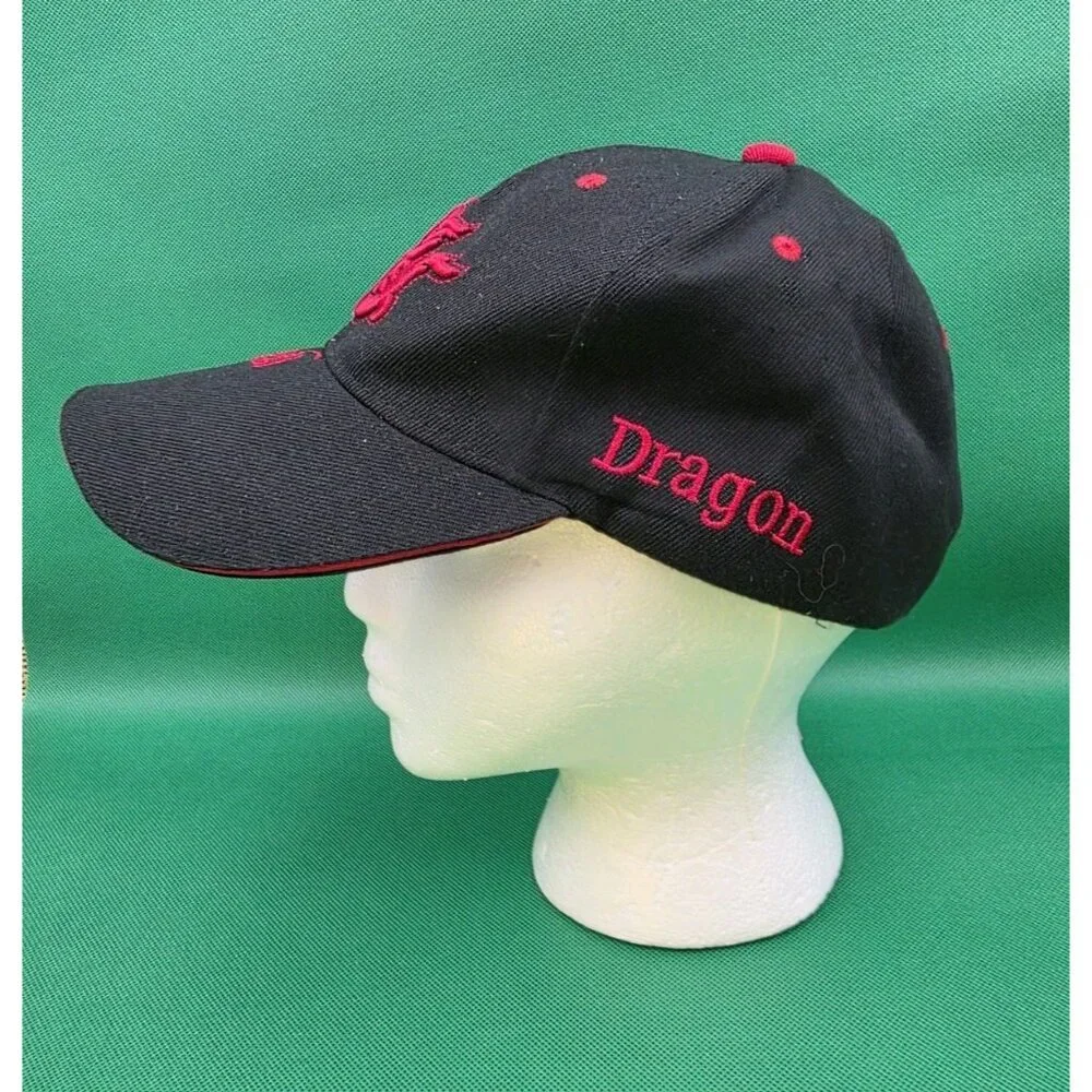 Black Red DRAGON Baseball Cap Japan Hat Fantasy Embroidered Snapback Adjustable‎